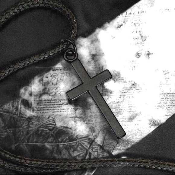 5 For $25💫Jet Black Alternative Biker Cross Pendant Necklace - Picture 1 of 6